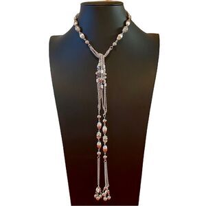 Sarah Coventry Triple Silver Toned Long Chain Lariat.